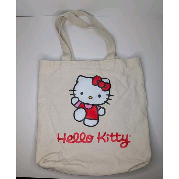 2024 Hello Kitty Sanrio Canvas Tote Bag Reusable Shopping Shoulder Bag Purse - Picture 1 of 8